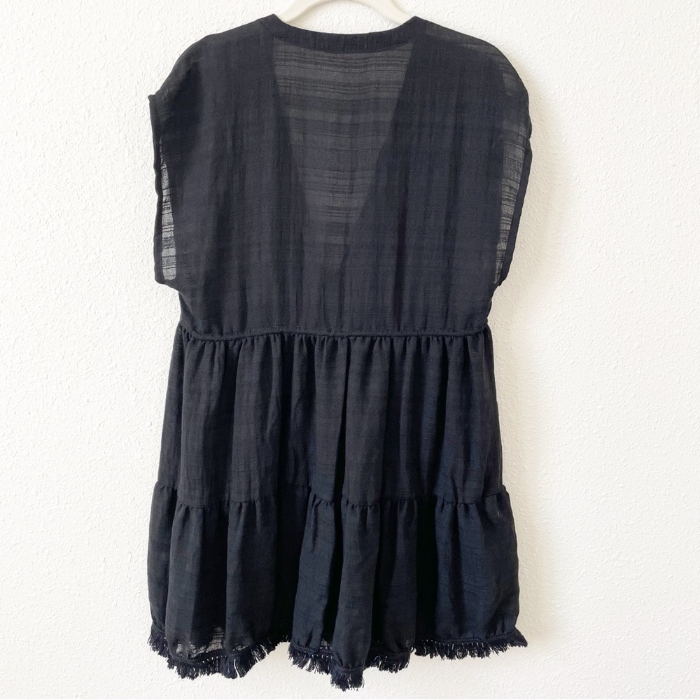 Robin Piccone Natalie Flouncy Dress Black Size Small Coastal Resortwear Goth - Picture 3 of 8